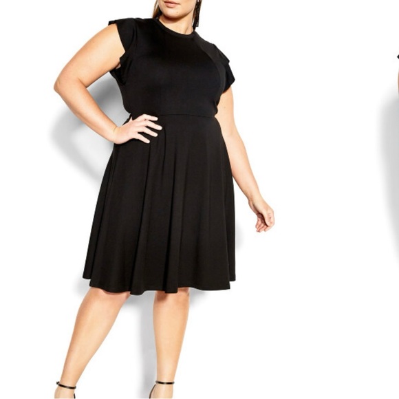 City Chic Black Frill Shoulder Midi Dress XXL - Picture 2 of 6